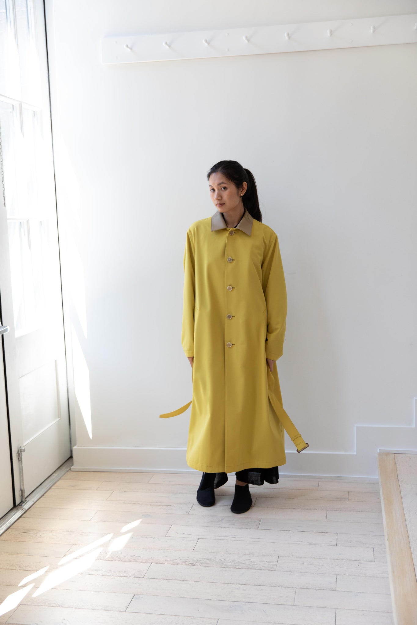 rennes — Auralee | Wool Max Canvas Coat in Mustard Yellow
