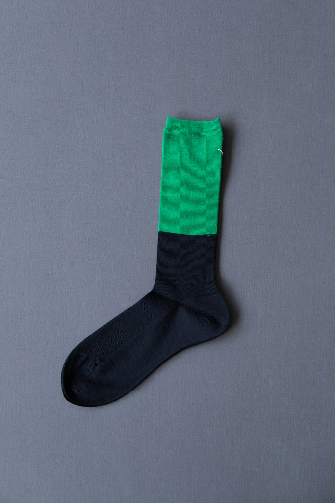 Antipast | Two Toned Rib Sock in Navy and Green