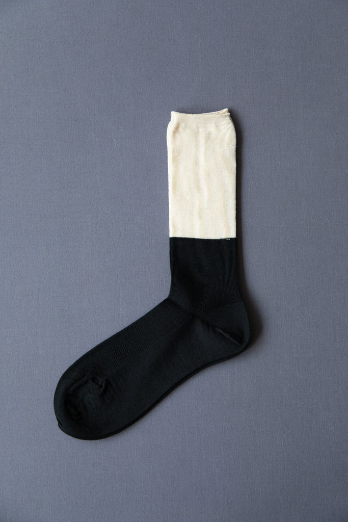 Antipast | Two Toned Rib Sock in Black and Cream