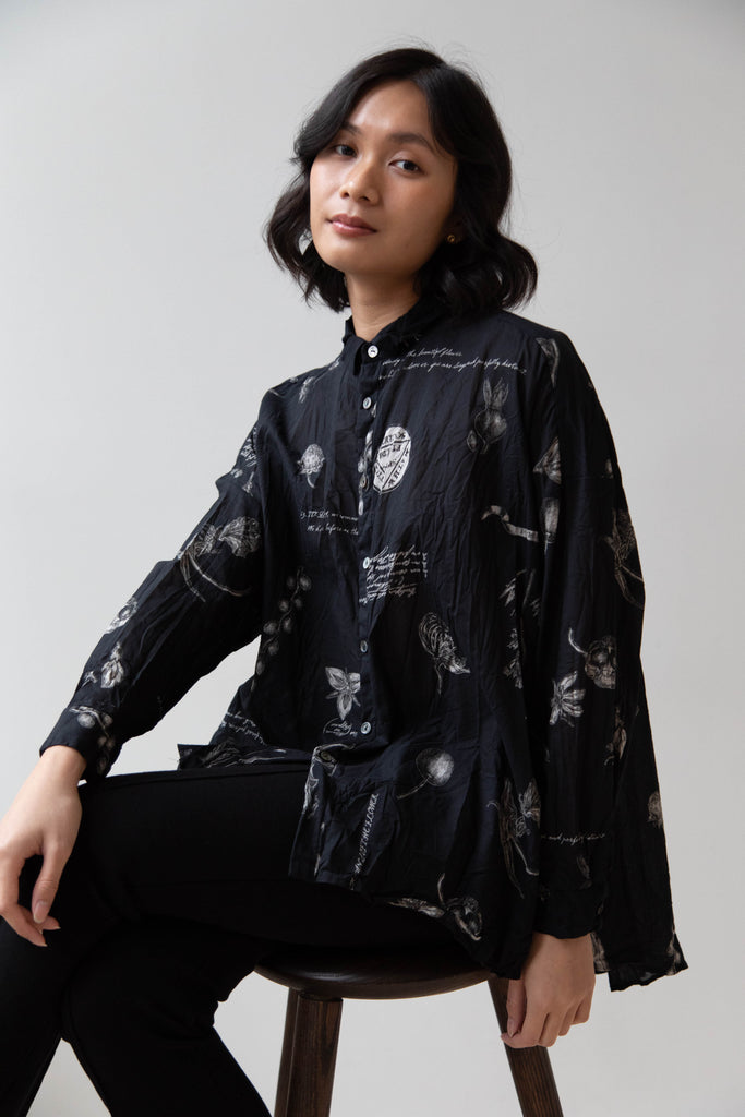 Pas de Calais | Plant Growth Print Blouse Black