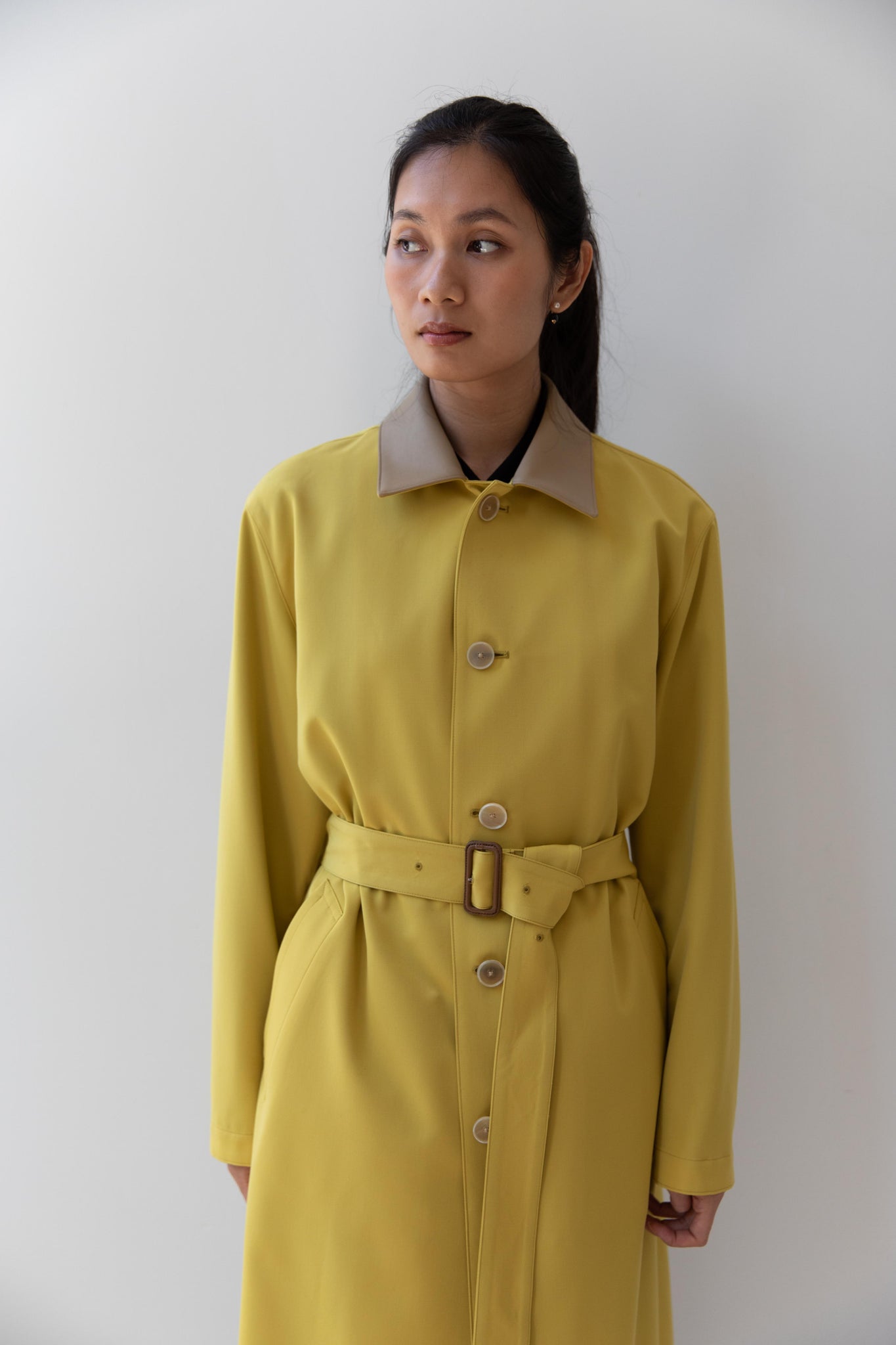 rennes — Auralee | Wool Max Canvas Coat in Mustard Yellow