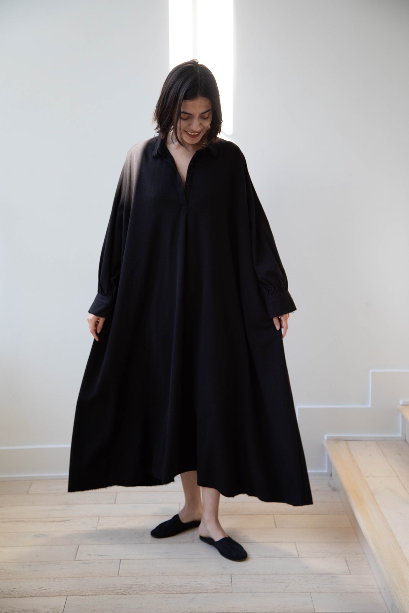 Risa Nakamura | Dress "C" in Washed Wool Gaberdine