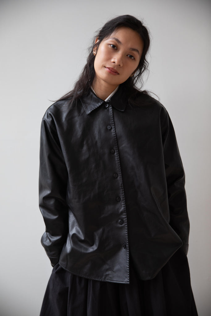 Nothing Written | Julian Leather Shirt in Black