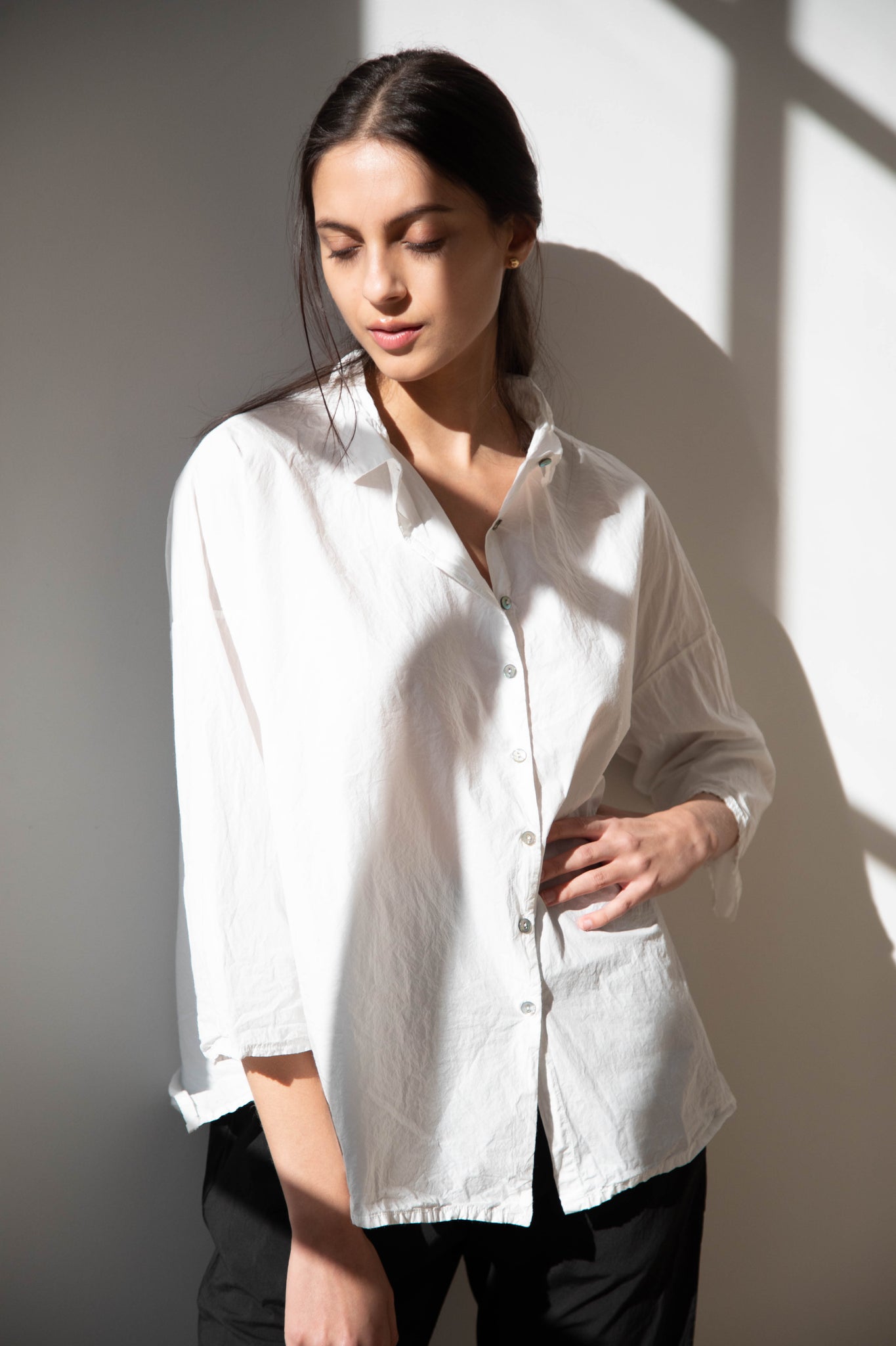 rennes Album di Famiglia | TC Cotton Short Collar Shirt in Milk rennes Album di Famiglia | TC Cotton Short Collar Shirt in Milk