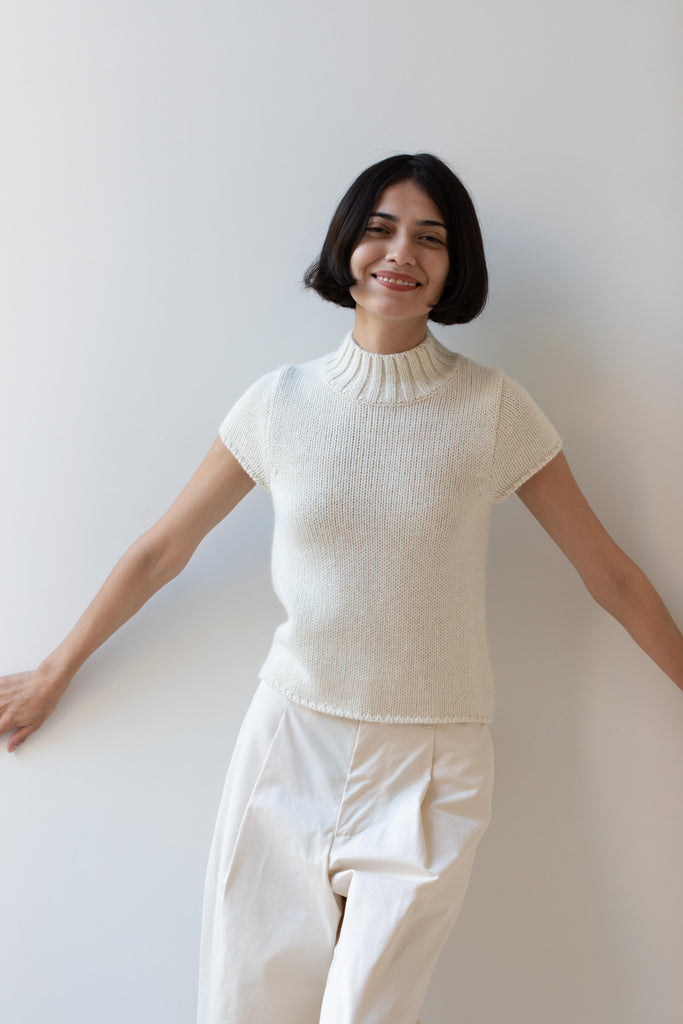 Nothing Written | Benico Half Neck Knit Shirt in Ivory