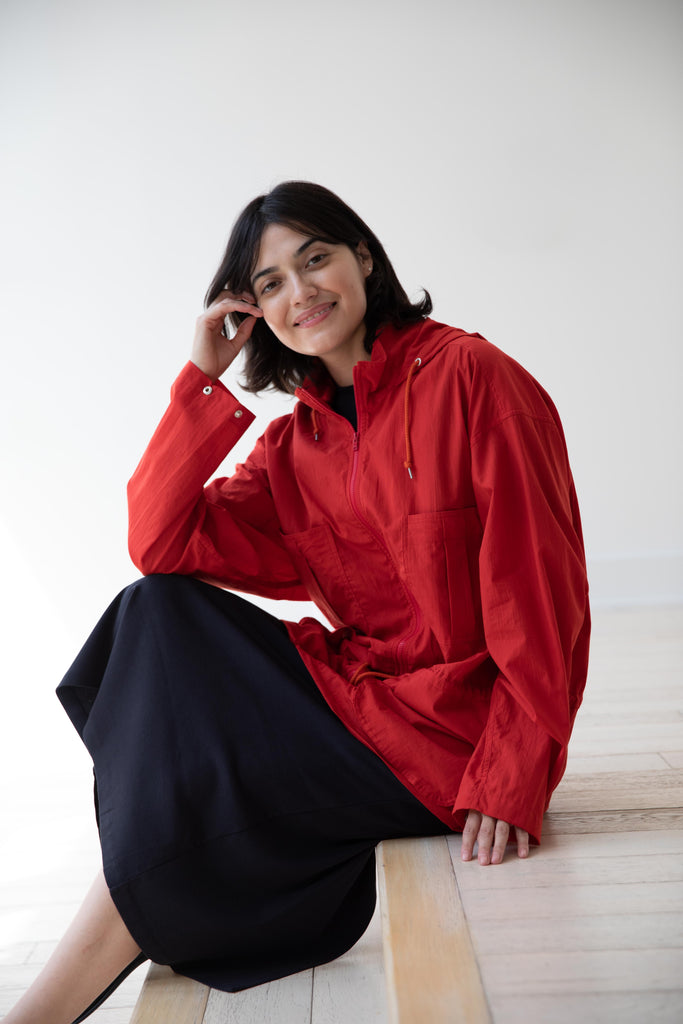 Auralee | Lawn Hooded Blouson in Red