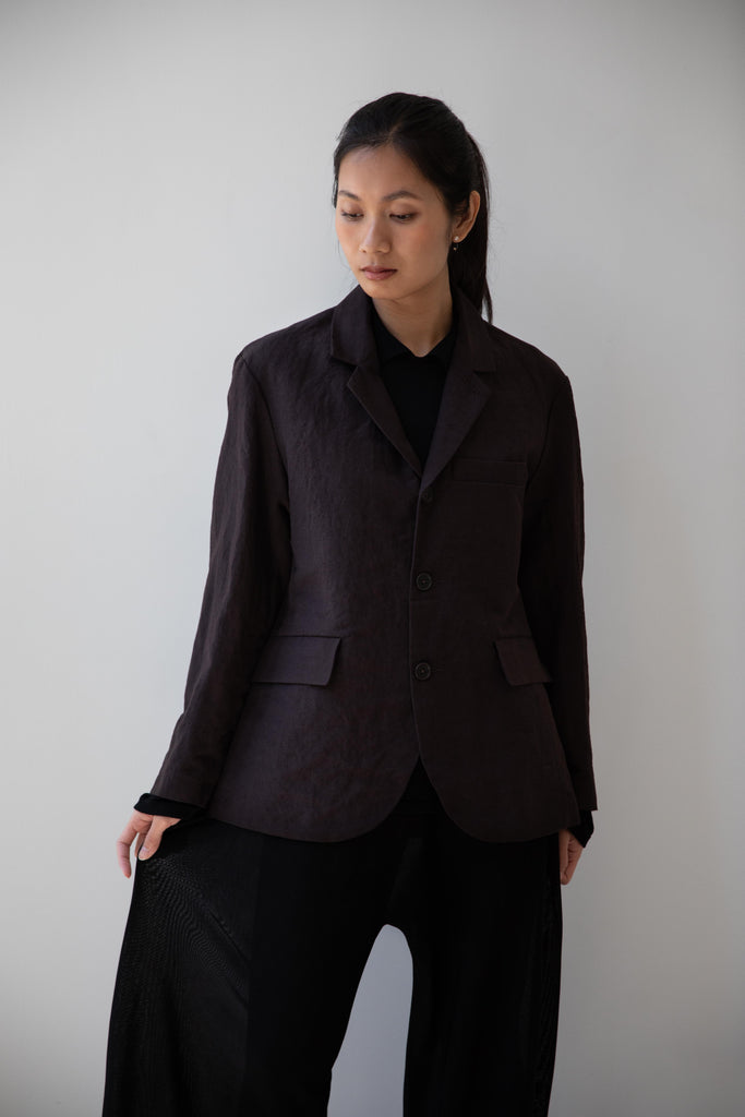 Evan Kinori | Three Button Jacket in Dark Bown
