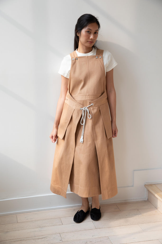 Aseedonclöud | Merchant Apron Dress in Brown Denim
