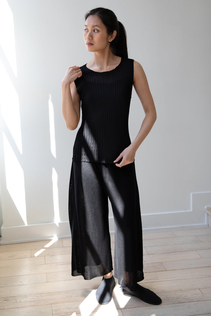 Cancellato Uniform | Viscose Wide Leg Pants in Black