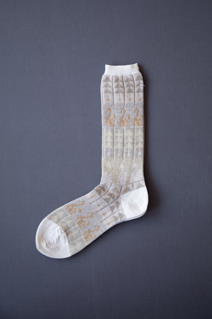 Antipast | Knitted Wool Swan Lake Sock in Ivory