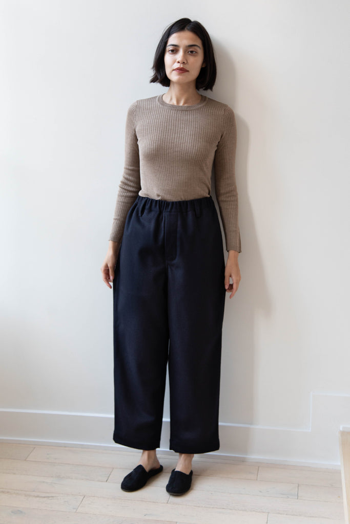 Evan Kinori | Elastic Pants in Brushed Wool/Cashmere Flannel