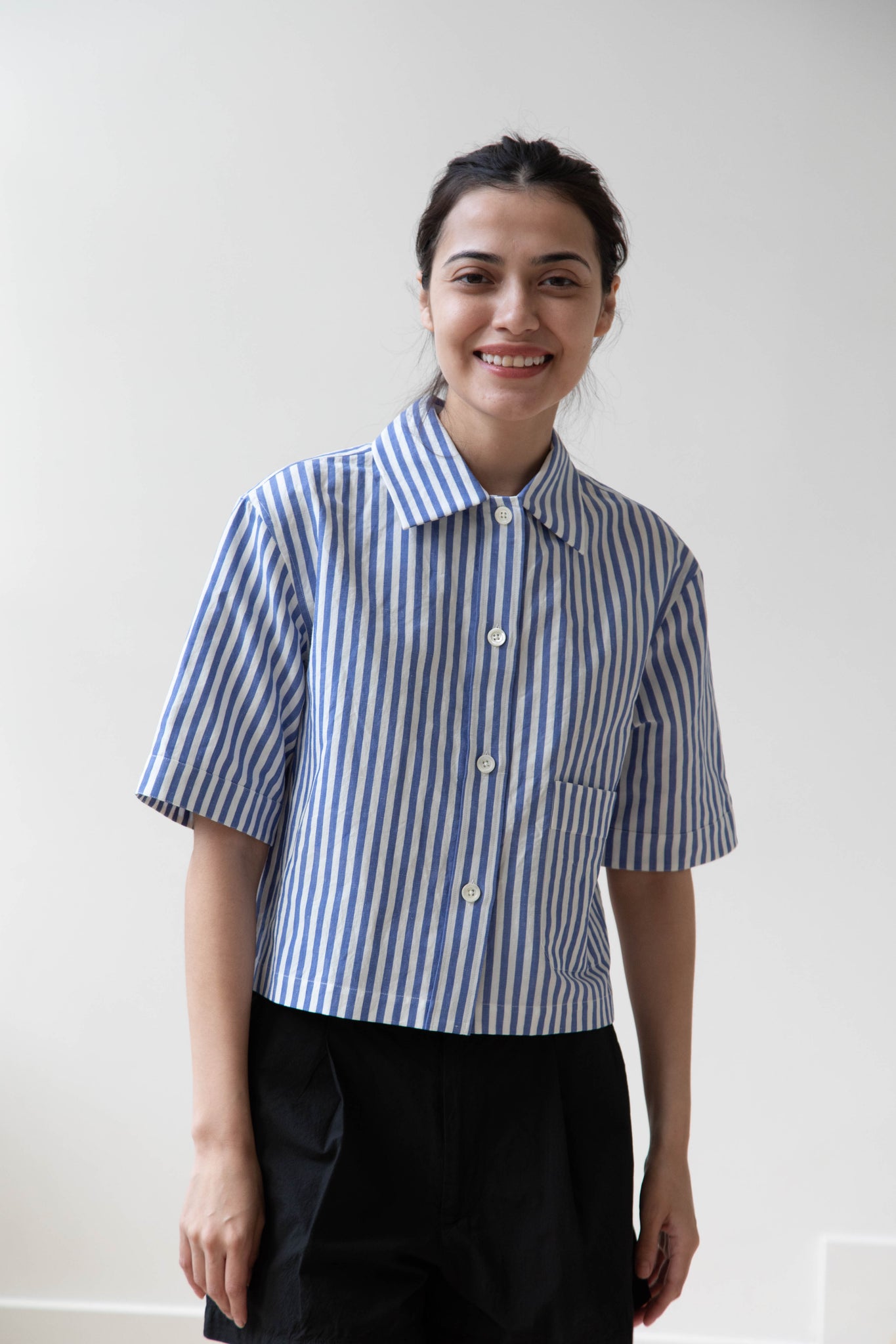 Margaret Howell | Drop Pocket Shirt in Blue & Off-White