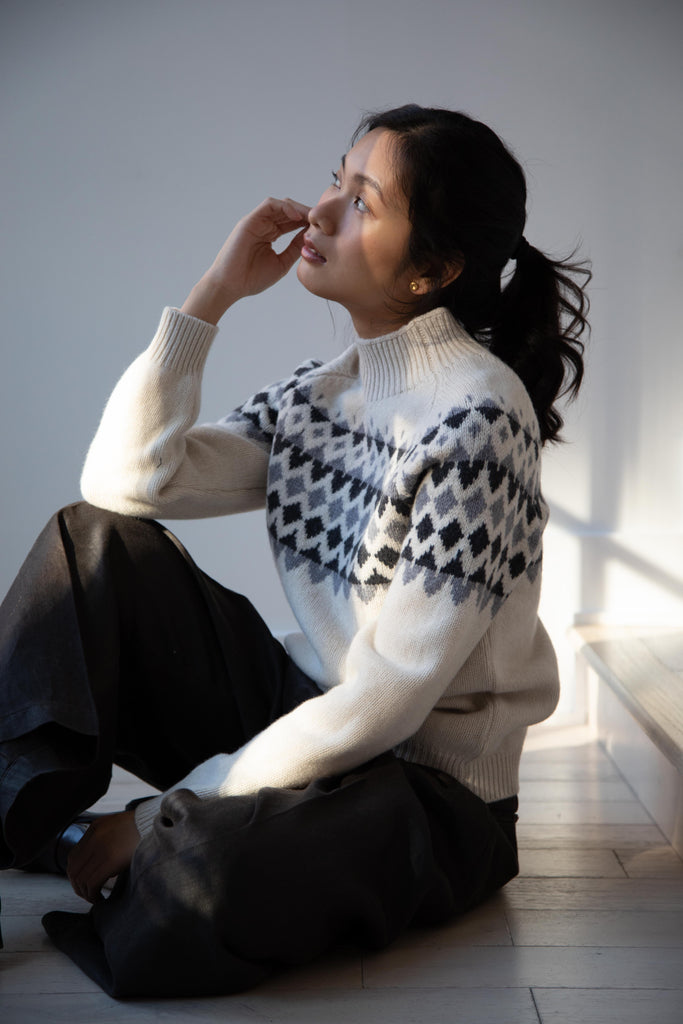 Margaret Howell | Fairisle Merino Cashmere Sweater in Ecru