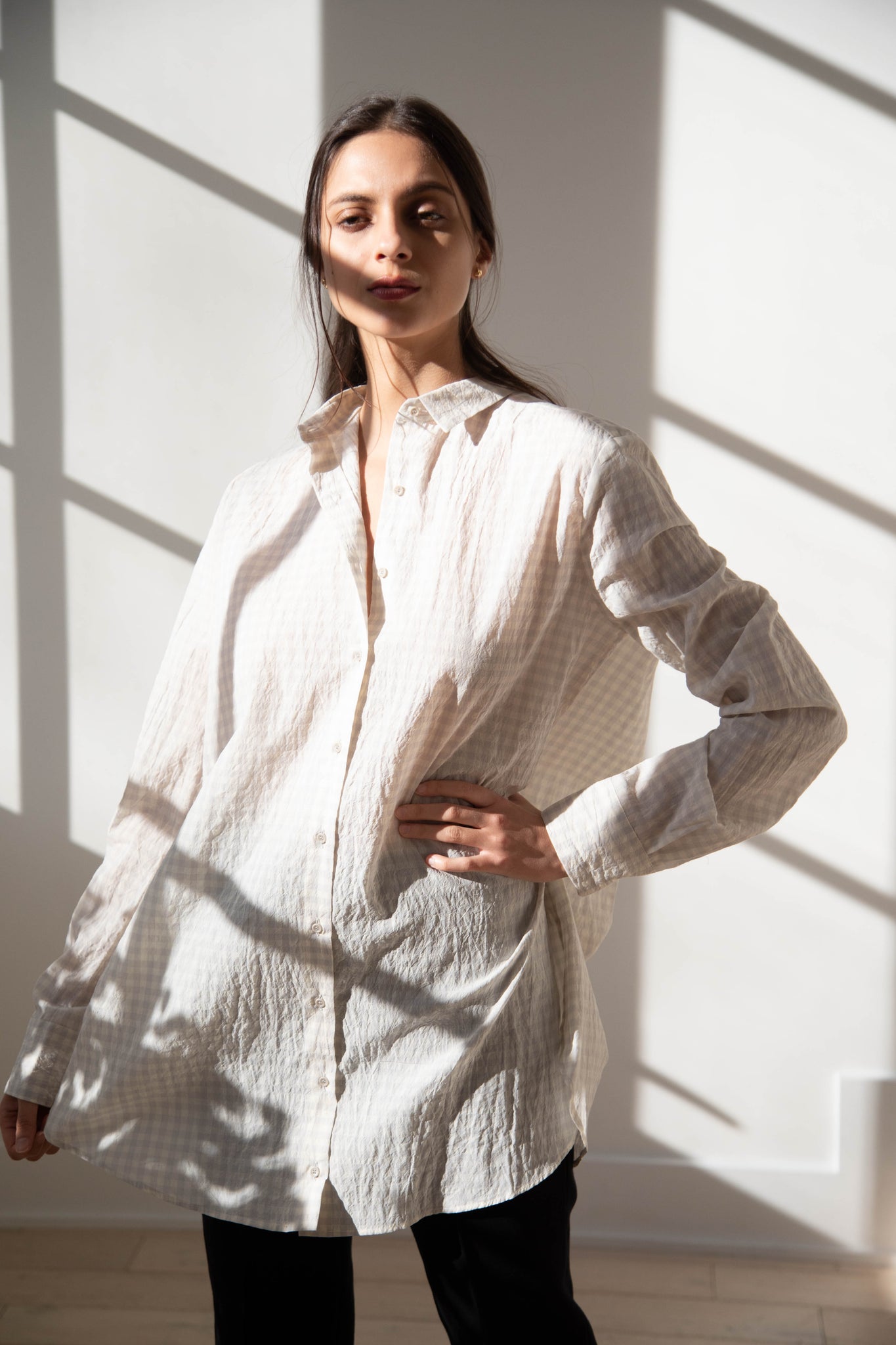 apuntob/アプントビー】DRESS VICHY LINEN AND COTTON