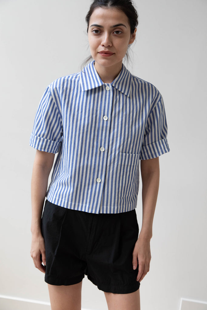 Margaret Howell | Drop Pocket Shirt in Blue & Off-White