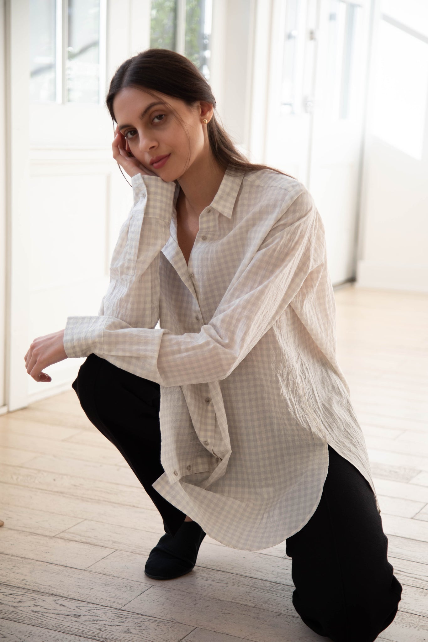 apuntob/アプントビー】DRESS VICHY LINEN AND COTTON