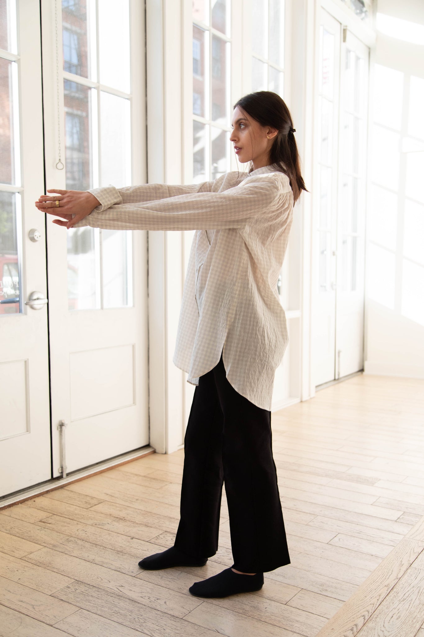 apuntob/アプントビー】DRESS VICHY LINEN AND COTTON