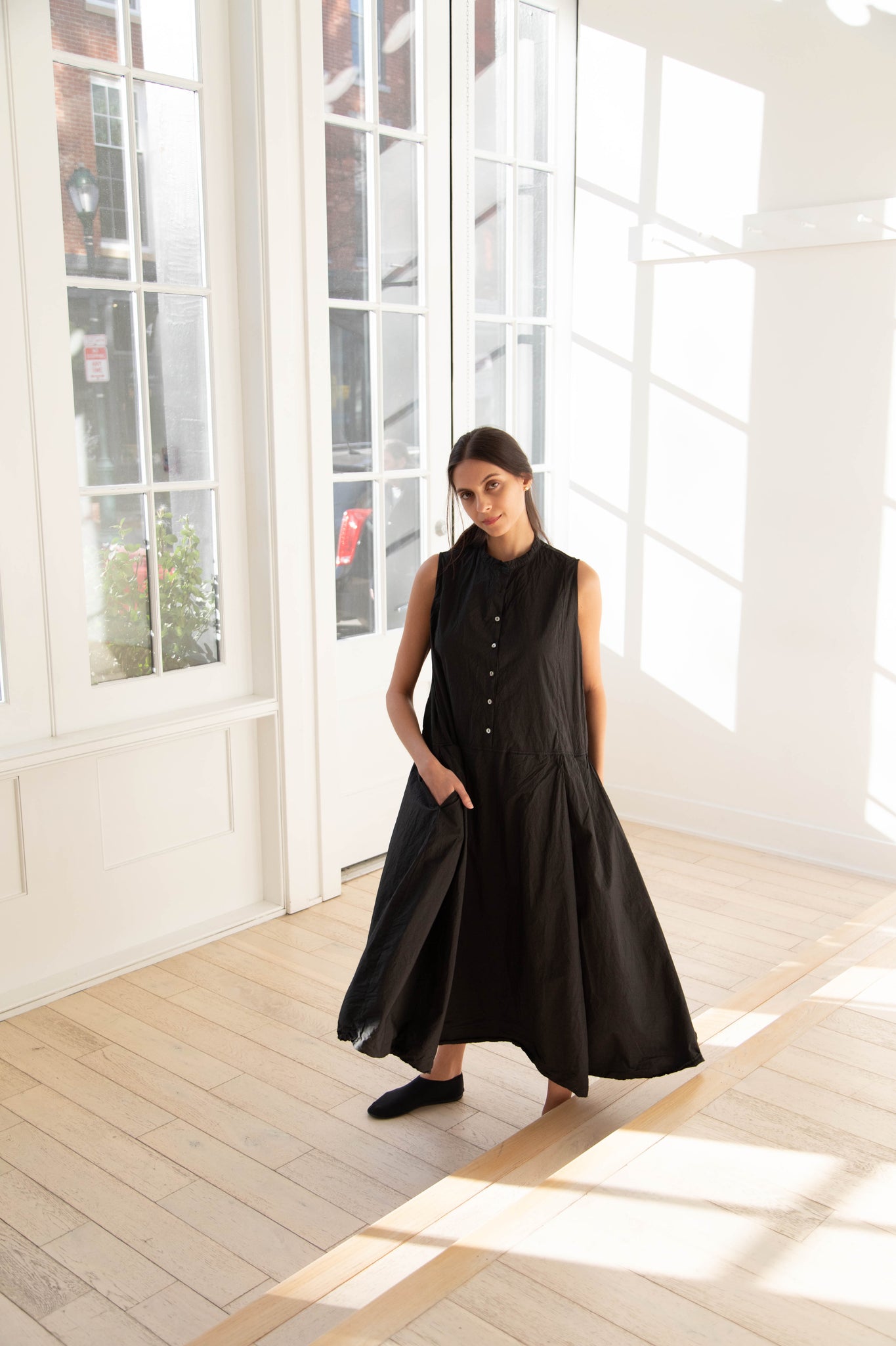 rennes — Album di Famiglia | TC Cotton Sleeveless Dress in Black