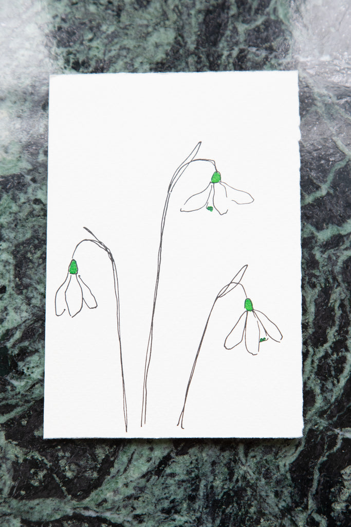 Scribble & Daub | Floral Card in Snowdrops