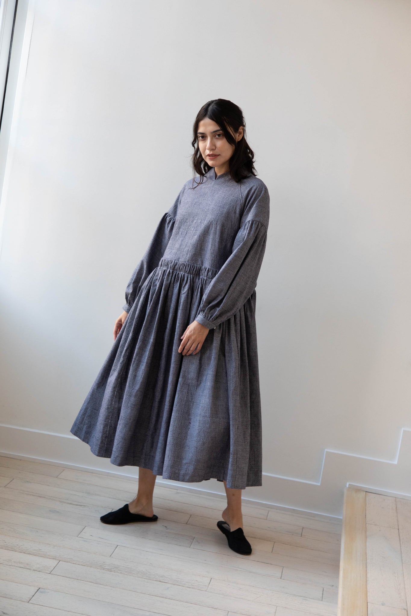 long sleeve gathered dress Seventyfive