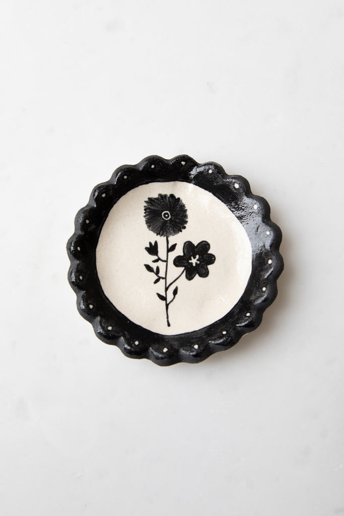 Stephanie Dawn Matthias | Floral Salt Dish in Black & Cream
