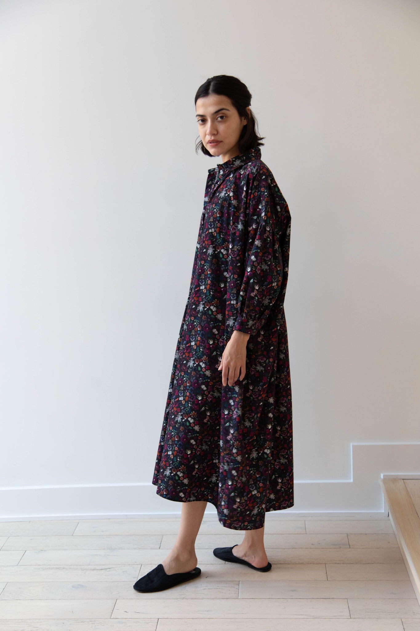 Makié | Grace Dress in Charcoal Floral Corduroy