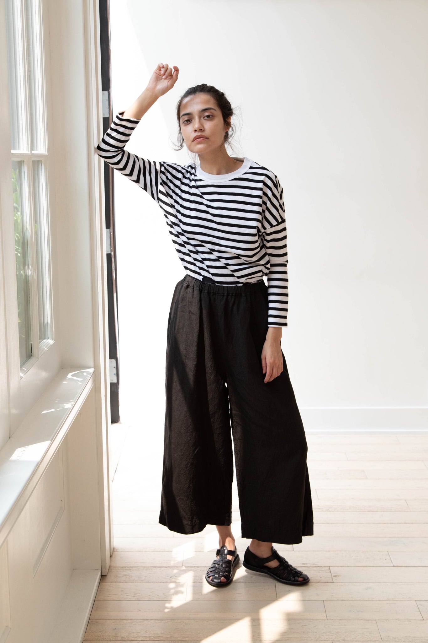 Gauze | Atelier Wide Leg Pant in Black Linen