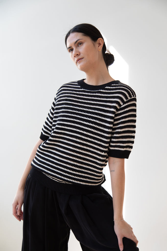 The Loom | Paper Stripe Sweater in Black