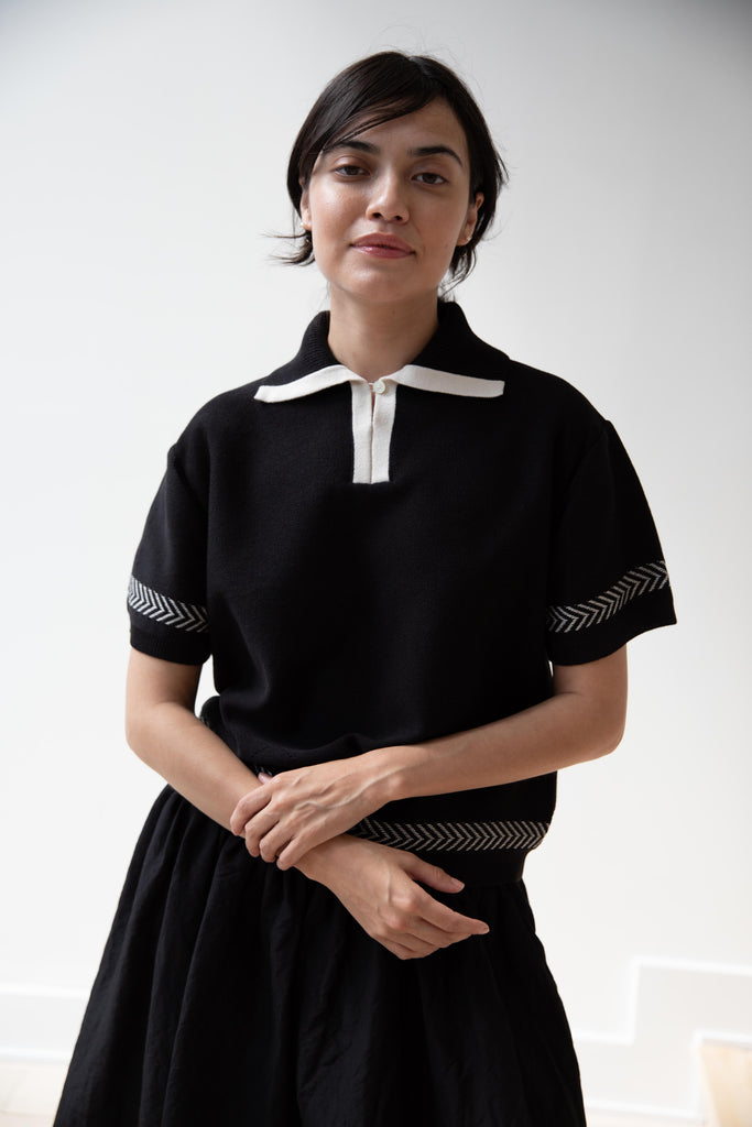 Aseedonclöud | Kafusho Polo Knit in Black