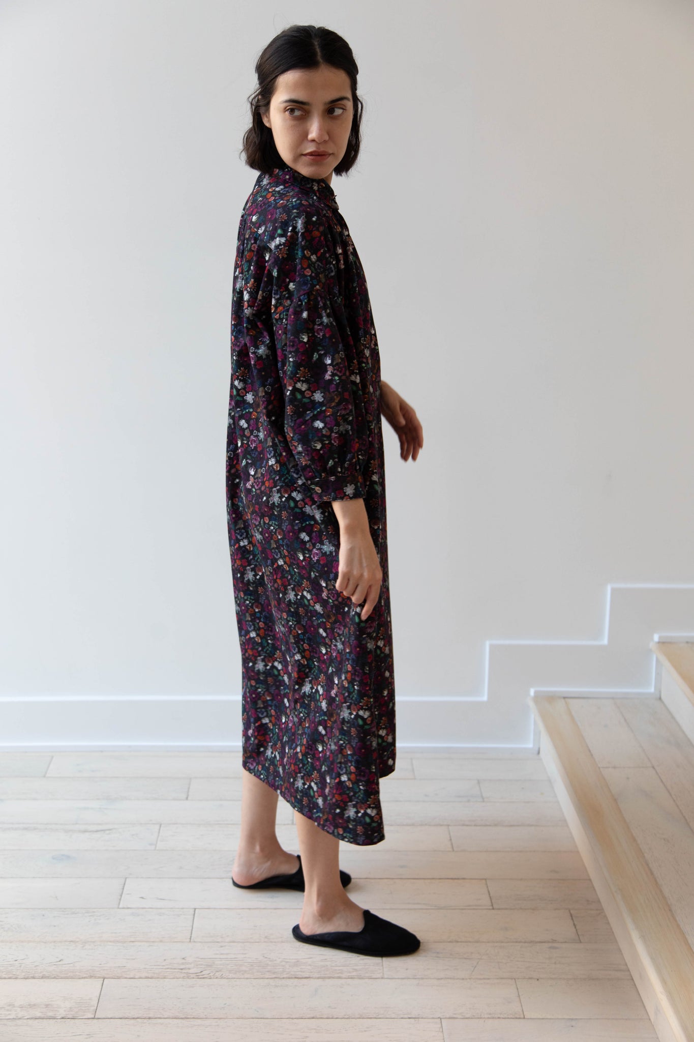 Makié | Grace Dress in Charcoal Floral Corduroy