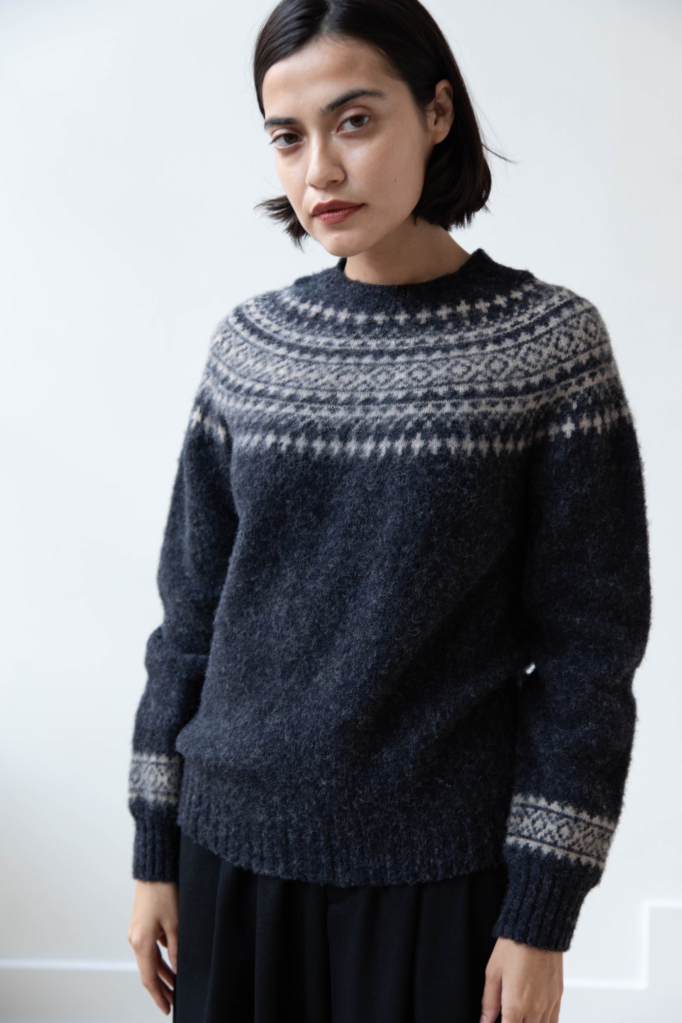 John Tulloch | Crewneck Sweater in Charcoal & Beige