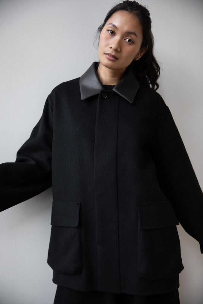 Auralee | Cashmere Melton Handsewn Blouson in Black