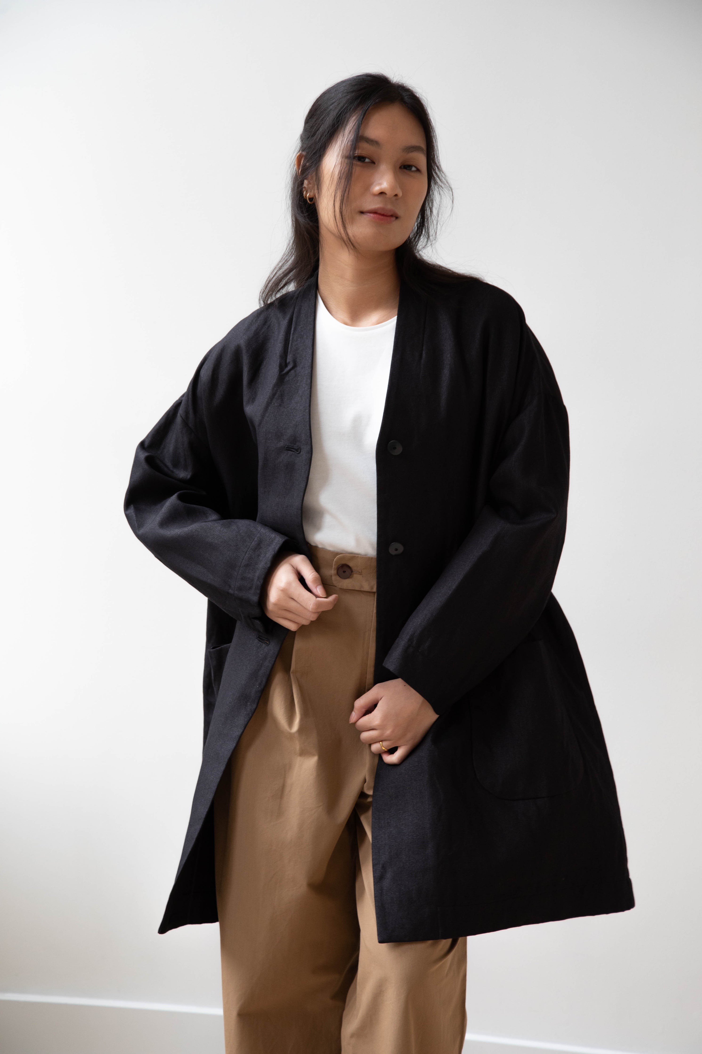 rennes — Arts & Science | Robe Cardigan Jacket in Vintage Black Washi