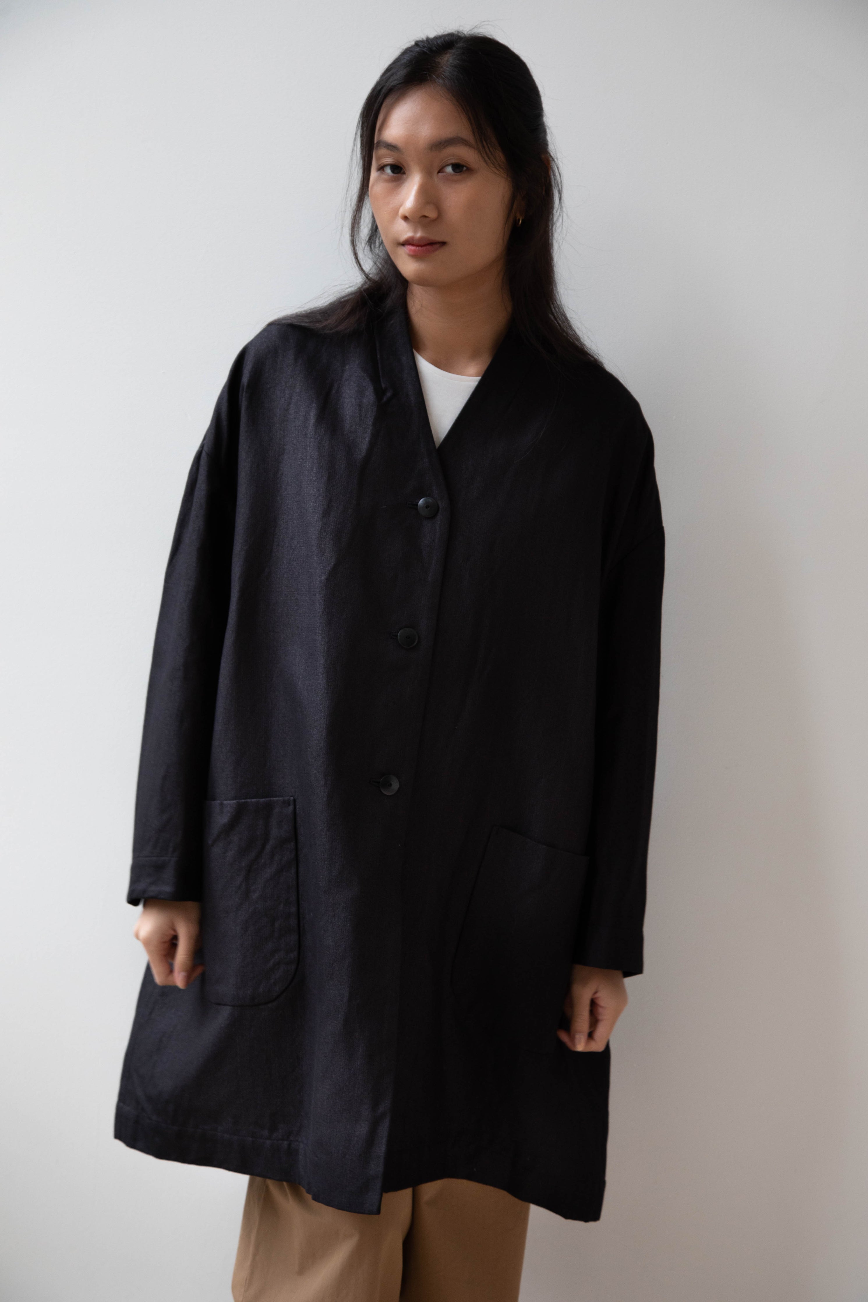 rennes — Arts & Science | Robe Cardigan Jacket in Vintage Black Washi
