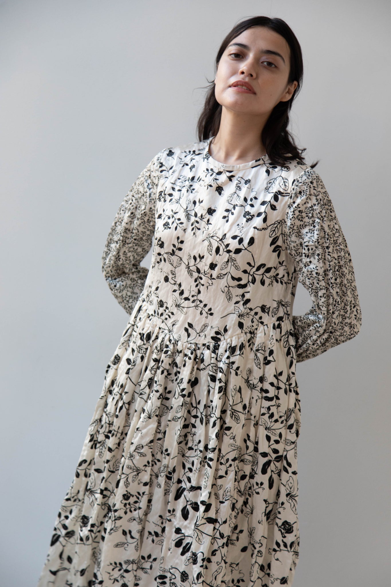 Renli Su | Floral Dress in Ivory & Black Renli Su | Floral Dress in Ivory & Black