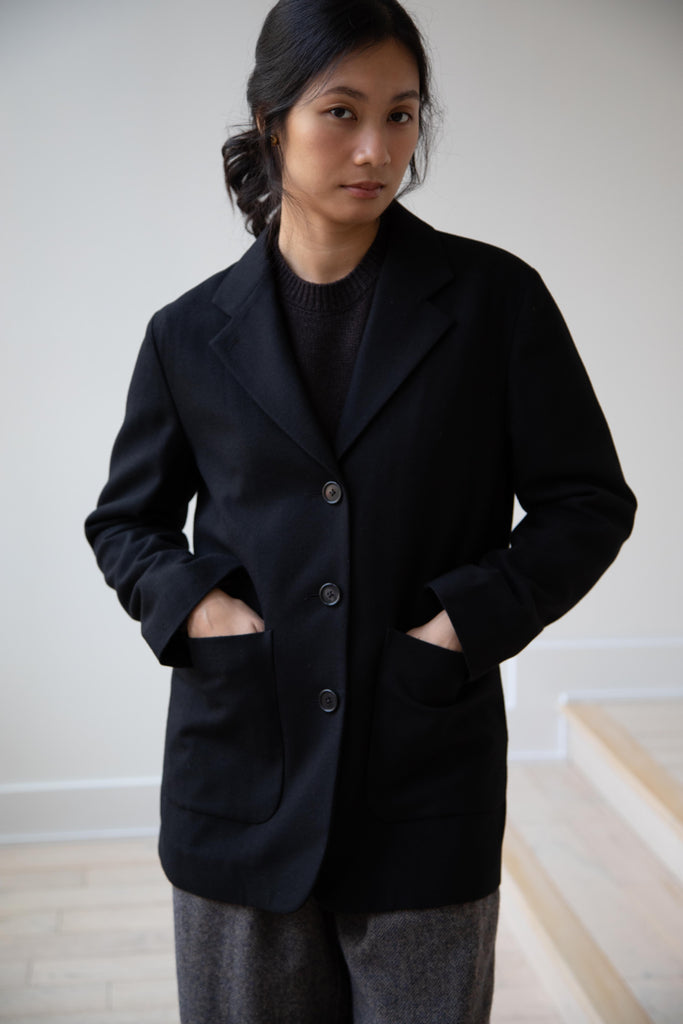 Margaret Howell | Flannel Wool Blazer in Black