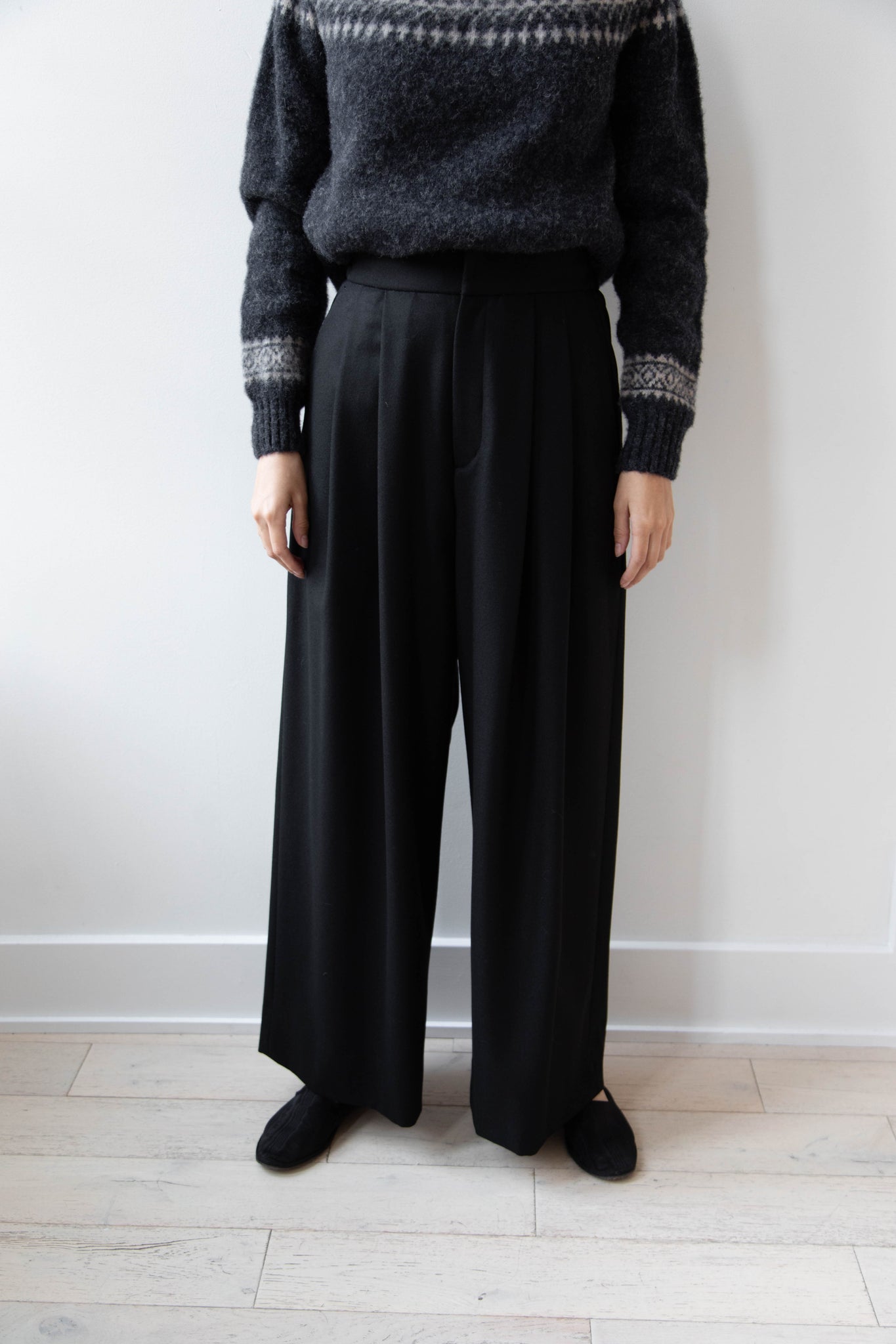 Aton | Wide Easy Pants in Black