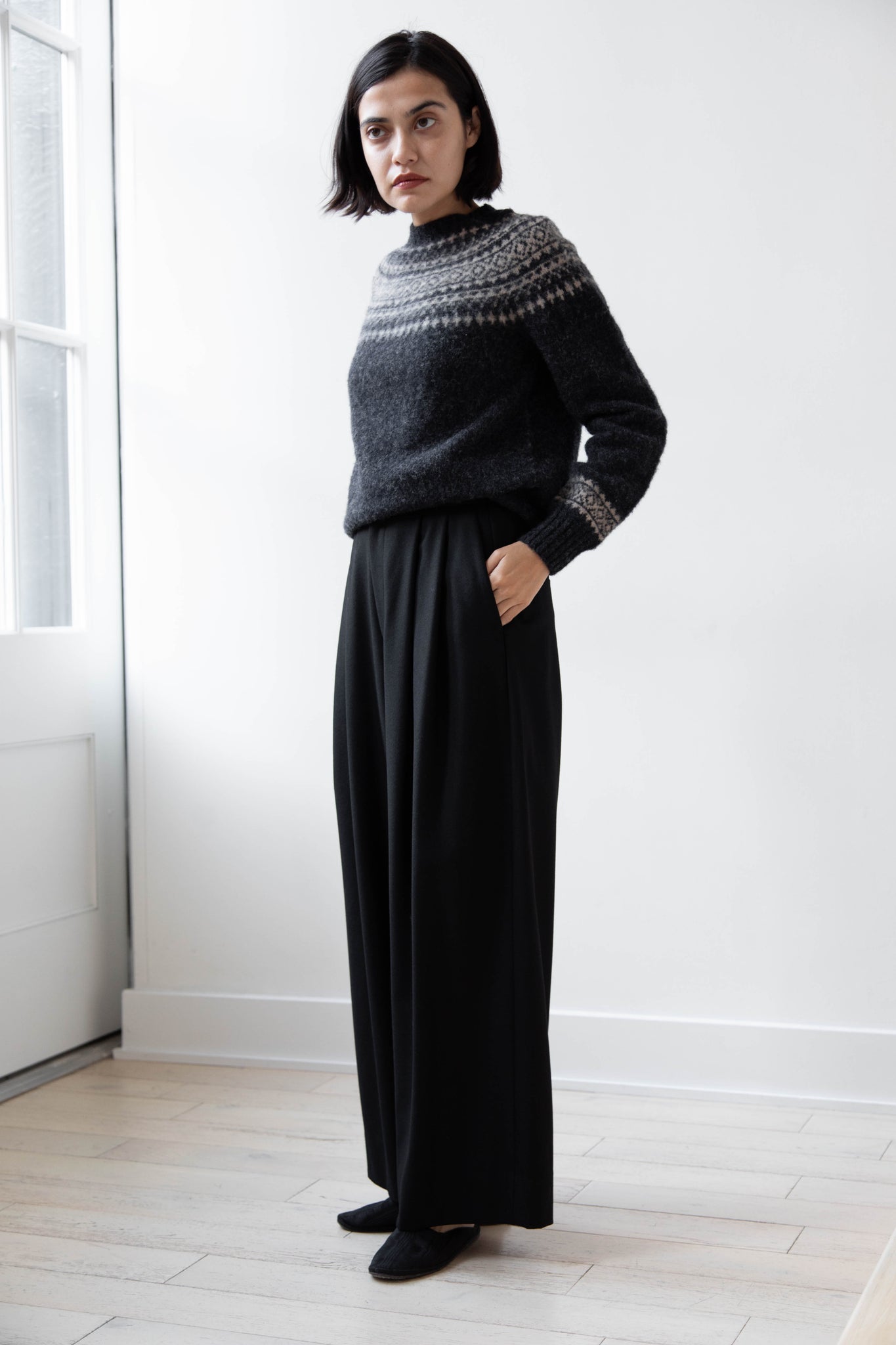 Aton | Wide Easy Pants in Black