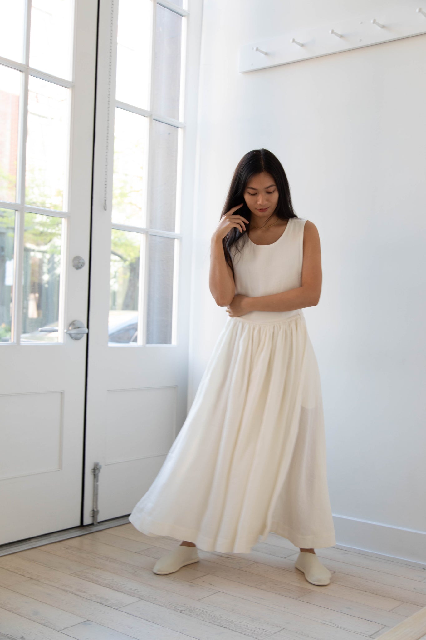rennes Cawley | Apron Dress in Ecru Linen rennes Cawley | Apron Dress in Ecru Linen