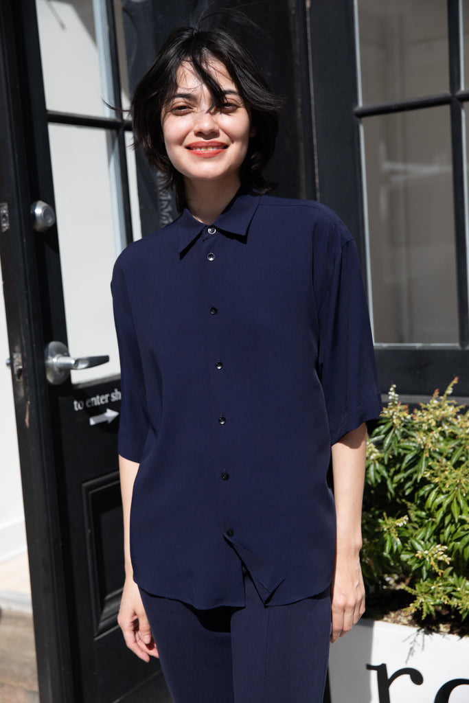 Aton | Half Sleeve Shirt in Navy