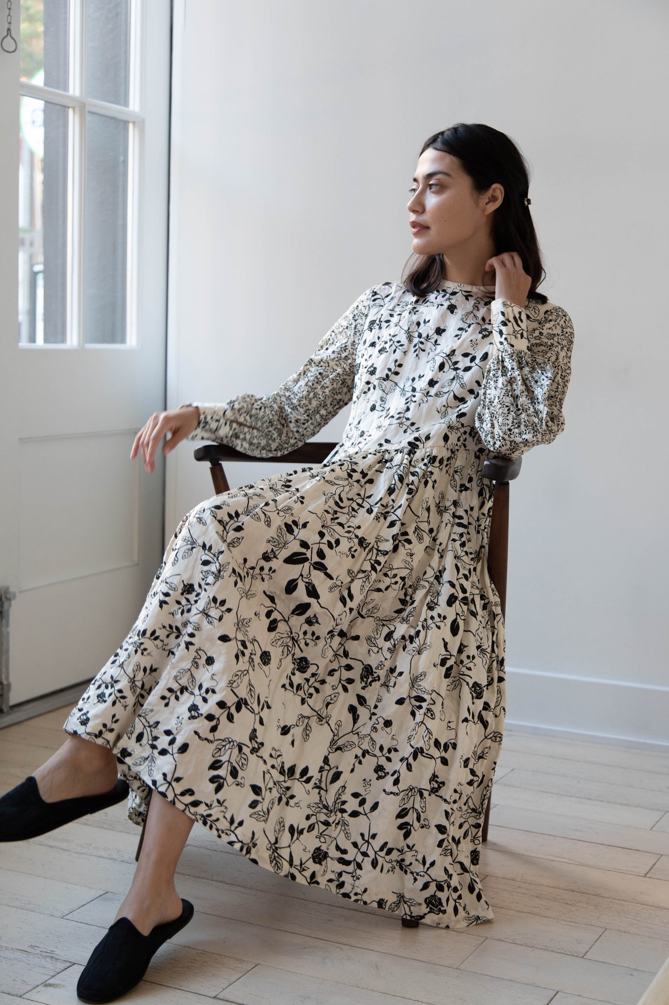 Renli Su | Floral Dress in Ivory & Black Renli Su | Floral Dress in Ivory & Black