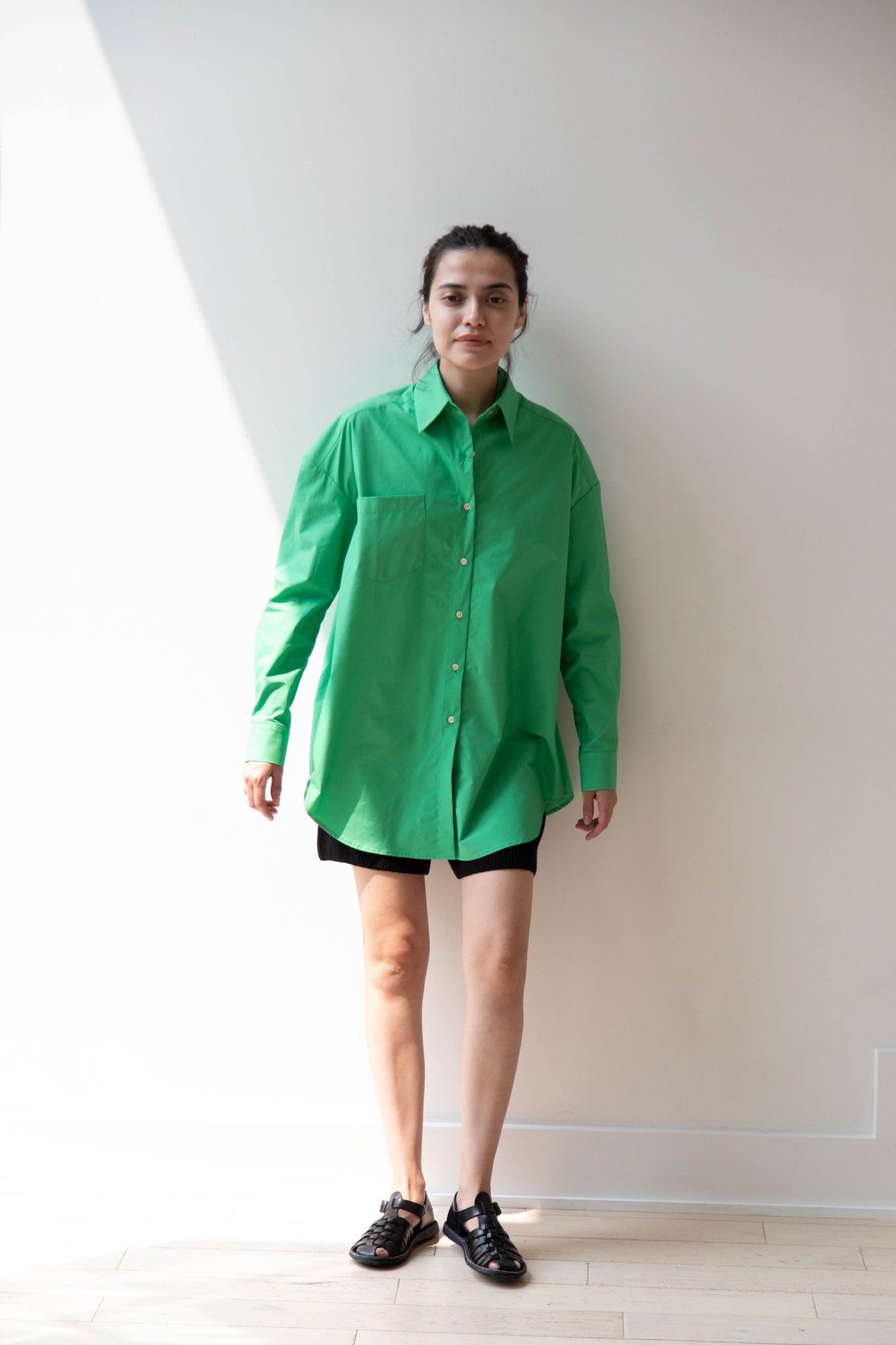 Caron Callahan | Francine Shirt in Jade Poplin