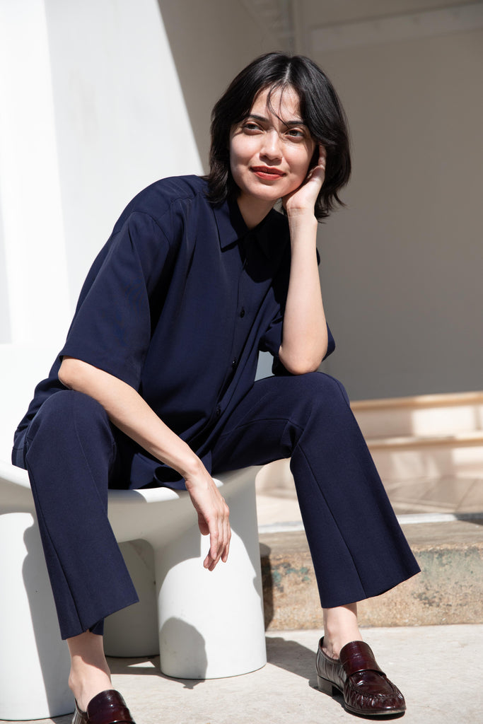 High Sport | Tonal Stripe Kick Pants in Dark Navy