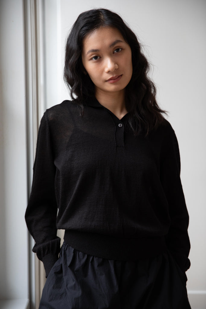 Nothing Written | Carrel Collar Polo in Black