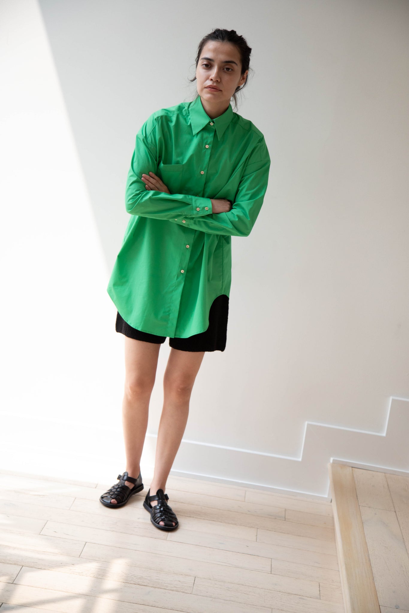 Caron Callahan | Francine Shirt in Jade Poplin