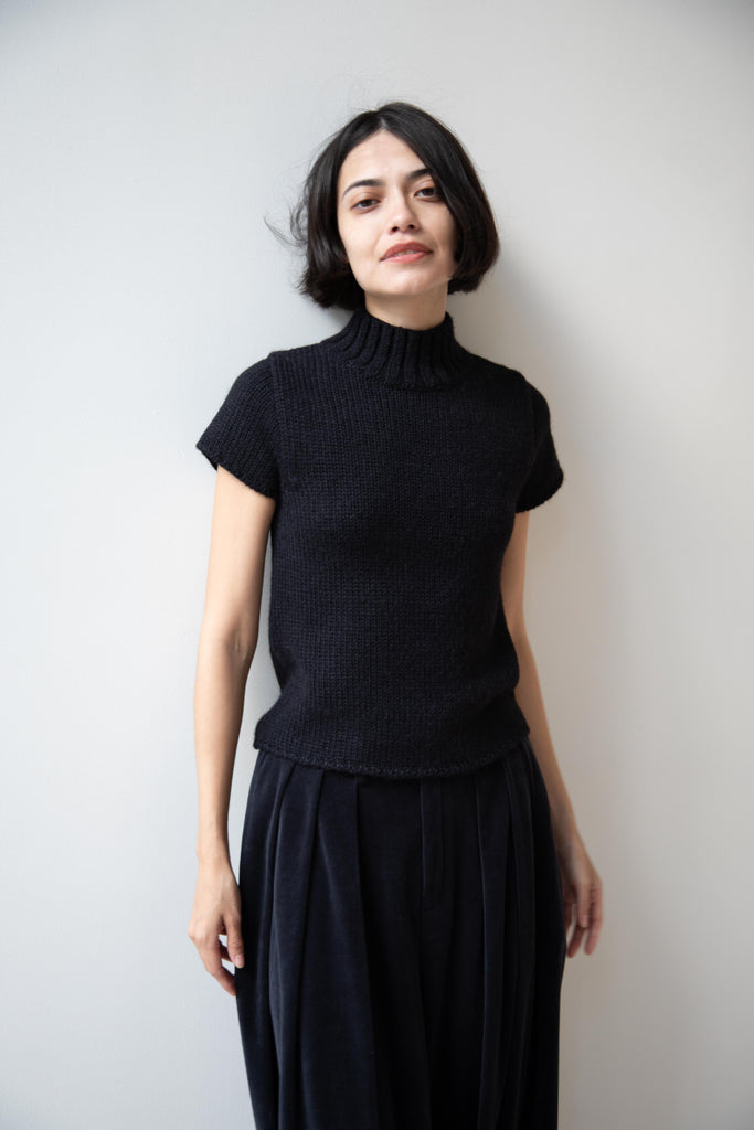 Nothing Written | Benico Half Neck Knit Shirt in Black