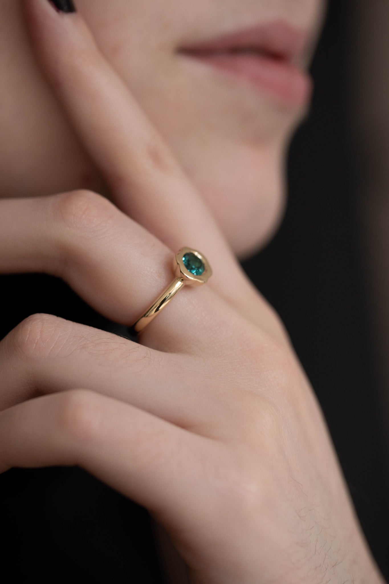 Kathryn Bentley | Scallop Ring in Blue Green Tourmaline