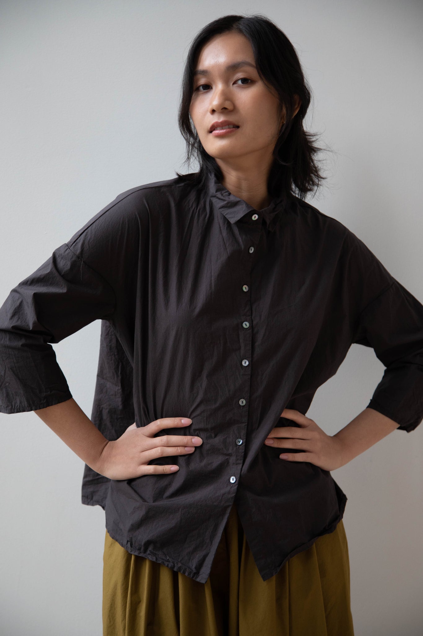 rennes — Album di Famiglia | Short Collar Shirt TC in Brown