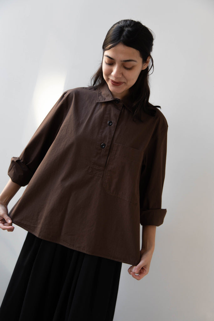 MHL | Big Pocket Swing Shirt in Carob
