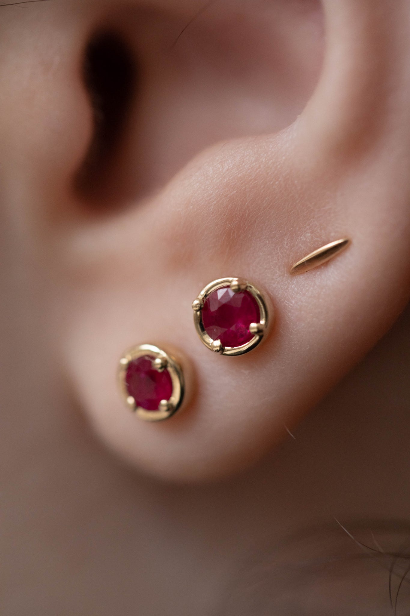 Kathryn Bentley | Large Dot Studs in Ruby